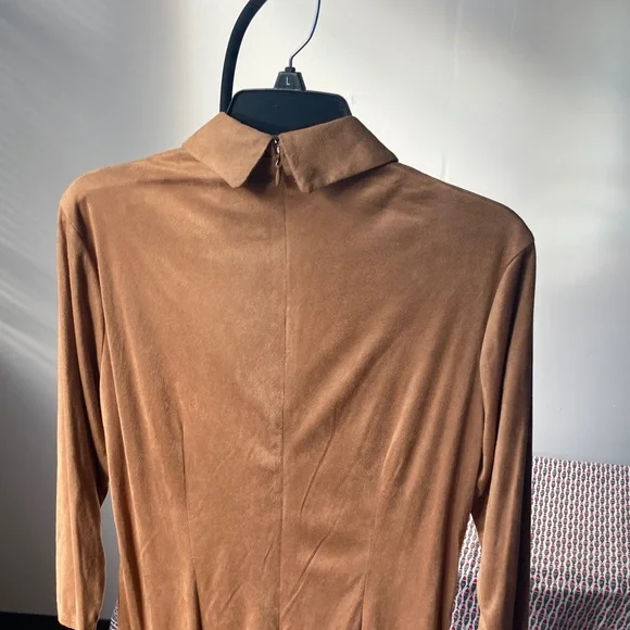 Sami & Jo dress collared camel colored casual boho office neutral business L - Picture 7 of 17